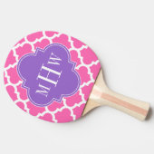 Hot Pink2 WhMarokkaans #5 Amethyst 3 Init Monogram Tafeltennisbatje (Zijkant)