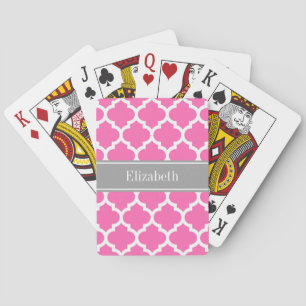 Hot Pink2 WhMarokkaans #5 Donkergrijze monogram Pokerkaarten