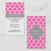 Hot Pink2 WhMarokkaans #5 Donkergrijze monogram Visitekaartje (Voorkant / Achterkant)