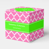 Hot Pink2 WhMarokkaans #5 Leegse Groene Naam Monog Bedankdoosjes (Voorkant Zijde)