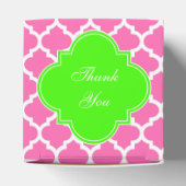 Hot Pink2 WhMarokkaans #5 Leegse Groene Naam Monog Bedankdoosjes (Bovenkant)