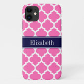 Hot Pink2 WhMarokkaans #5 Navy Blue Name Monogram Case-Mate iPhone Case (Achterkant)
