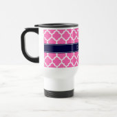 Hot Pink2 WhMarokkaans #5 Navy Blue Name Monogram Reisbeker (Links)