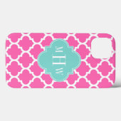 Hot Pink2 Wt Moroccan #5 Turquoise 3 Init Monogram Case-Mate iPhone Case (Achterkant (horizontaal))