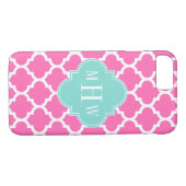 Hot Pink2 Wt Moroccan #5 Turquoise 3 Init Monogram Case-Mate iPhone Case (Achterkant (Horizontaal))