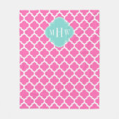 Hot Pink2 Wt Moroccan #5 Turquoise 3 Init Monogram Fleece Deken (Voorkant)