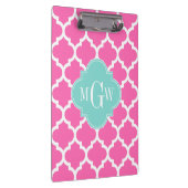 Hot Pink2 Wt Moroccan #5 Turquoise 3 Init Monogram Klembord (Rechts)