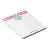 Hot Pink2 Wt Moroccan #5 Turquoise 3 Init Monogram Notitieblok (Schuin)