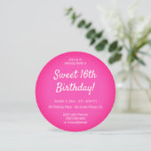 Hot Pink 16 Lollypop Foto Birthday Kaart (Staand voorkant)