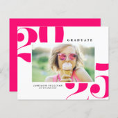 Hot Pink 2025 Bold Typography Foto Afstuderen (Voorkant / Achterkant)