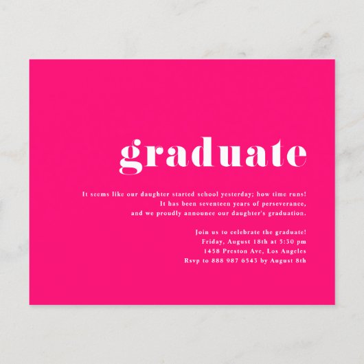 Hot Pink 2025 Bold Typography Foto Afstuderen (Achterkant)