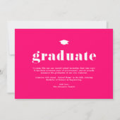 Hot Pink 2025 Bold Typography Foto Afstuderen Aankondiging (Achterkant)