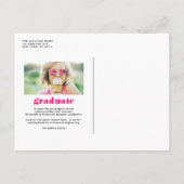 Hot Pink 2025 Bold Typography Foto Afstuderen Aankondigingskaart (Achterkant)