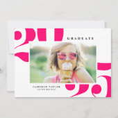 Hot Pink 2025 Bold Typography Foto Afstuderen Kaart (Voorkant)