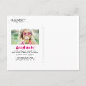 Hot Pink 2025 Bold Typography Foto Afstuderen Uitnodiging Briefkaart (Achterkant)
