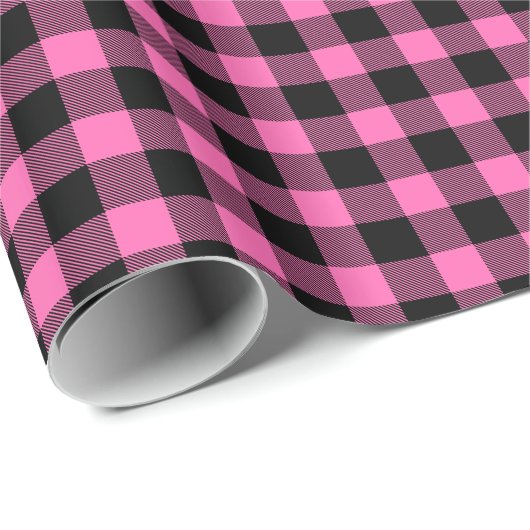 Hot Pink #2, Black Buffalo Pset Tartan Cadeaupapier (Rol Hoek)