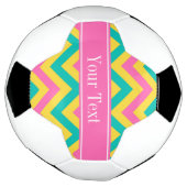 Hot Pink 2 Blauwgroen ananas LG Chevron Name Monog Voetbal (Gedraaid)