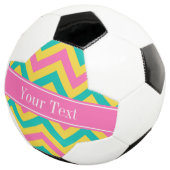 Hot Pink 2 Blauwgroen ananas LG Chevron Name Monog Voetbal (Drie kwart)