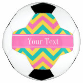 Hot Pink 2 Blauwgroen ananas LG Chevron Name Monog Voetbal (Voorkant)