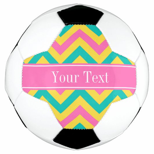 Hot Pink 2 Blauwgroen ananas LG Chevron Name Monog Voetbal (Voorkant)