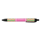 Hot Pink 2 Blauwgroen ananas LG Chevron Name Monog Zwarte Inkt Pen (Bodem)