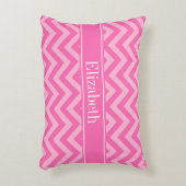 Hot Pink #2 Cotton Snoep LG Chevron Name Monogram Accent Kussen (Voorkant(Verticaal))