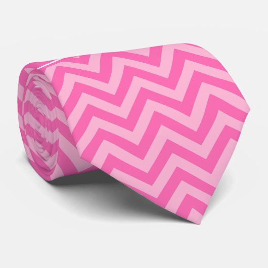 Hot Pink #2 Cotton Snoep LG Chevron Name Monogram Stropdas (Opgerold)