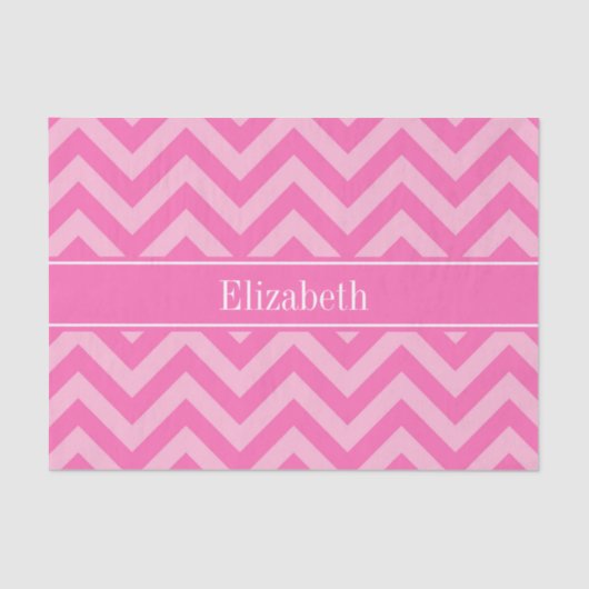 Hot Pink #2 Cotton Snoep LG Chevron Name Monogram Tissuepapier (Voorkant)