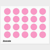 Hot Pink 2, Cotton Snoep LG Chevron ZigZag Pattern Ronde Sticker (Vel)