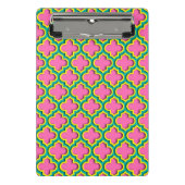 Hot Pink #2, Geel, Blauwgroen Marokkaans Quatrefoi Mini Klembord (Voorkant)