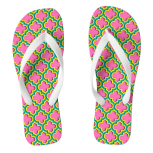 Hot Pink #2, Geel, Blauwgroen Marokkaans Quatrefoi Teenslippers