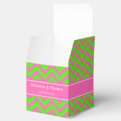Hot Pink #2 Lime Green LG Chevron Name Monogram Bedankdoosjes (Geopend)