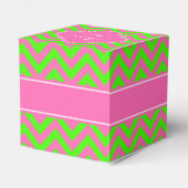 Hot Pink #2 Lime Green LG Chevron Name Monogram Bedankdoosjes (Achterkant)