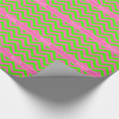 Hot Pink #2 Lime Green LG Chevron Name Monogram Cadeaupapier (Hoek)