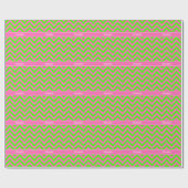 Hot Pink #2 Lime Green LG Chevron Name Monogram Cadeaupapier (Vlak)