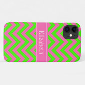 Hot Pink #2 Lime Green LG Chevron Name Monogram Case-Mate iPhone Case (Achterkant (horizontaal))