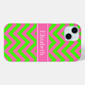 Hot Pink #2 Lime Green LG Chevron Name Monogram Case-Mate iPhone Case (Achterkant (horizontaal))