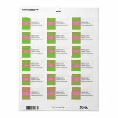 Hot Pink #2 Lime Green LG Chevron Name Monogram Etiket (Full Sheet)