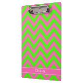 Hot Pink #2 Lime Green LG Chevron Name Monogram Klembord (Links)