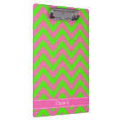 Hot Pink #2 Lime Green LG Chevron Name Monogram Klembord (Rechts)