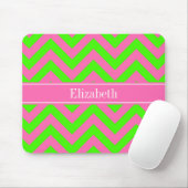 Hot Pink #2 Lime Green LG Chevron Name Monogram Muismat (Met muis)