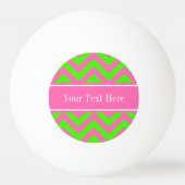 Hot Pink #2 Lime Green LG Chevron Name Monogram Pingpongbal (Voorkant)
