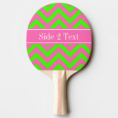 Hot Pink #2 Lime Green LG Chevron Name Monogram Tafeltennisbatje (Achterkant)