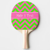 Hot Pink #2 Lime Green LG Chevron Name Monogram Tafeltennisbatje (Voorkant)
