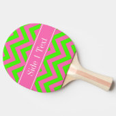 Hot Pink #2 Lime Green LG Chevron Name Monogram Tafeltennisbatje (Zijkant)