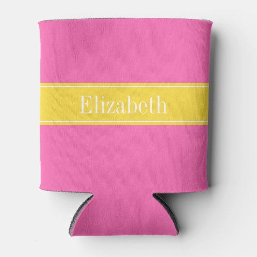 Hot Pink #2, Monogram naam ananasslint Blikjeskoeler (Voorkant)