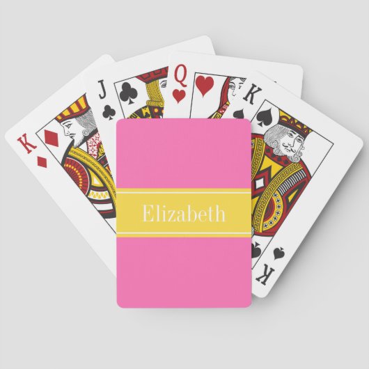 Hot Pink #2, Monogram naam ananasslint Pokerkaarten (Achterkant)