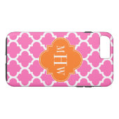 Hot Pink#2 Moroccan #5 Pomkin Monogram 3 Initiaal Case-Mate iPhone Case (Achterkant (Horizontaal))