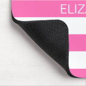 Hot Pink #2 White Horiz Preppy Stripe Monogram Muismat (Hoek)