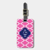 Hot Pink #2 WhMoroccan #4 Navy Name Monogram Bagagelabel (Voorkant verticaal)